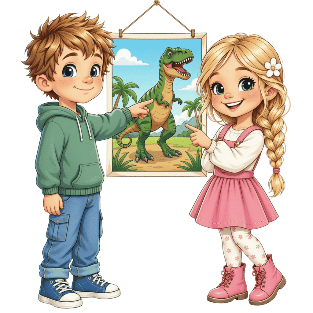 storm og sigga illustration dinosaur