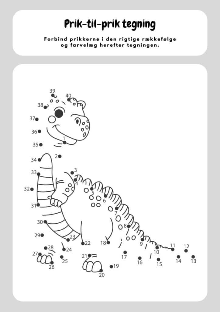 prik til prik tegning dino 13