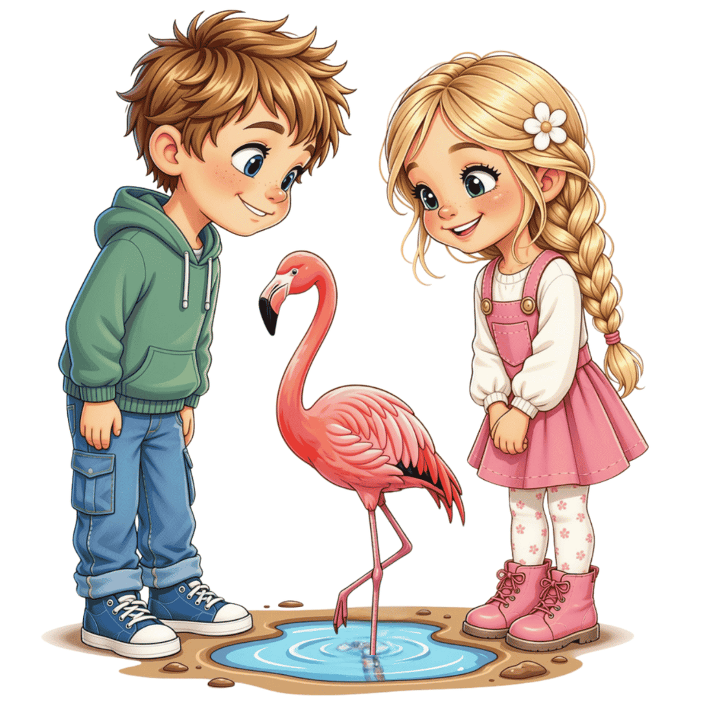 storm og sigga illustration flamingo