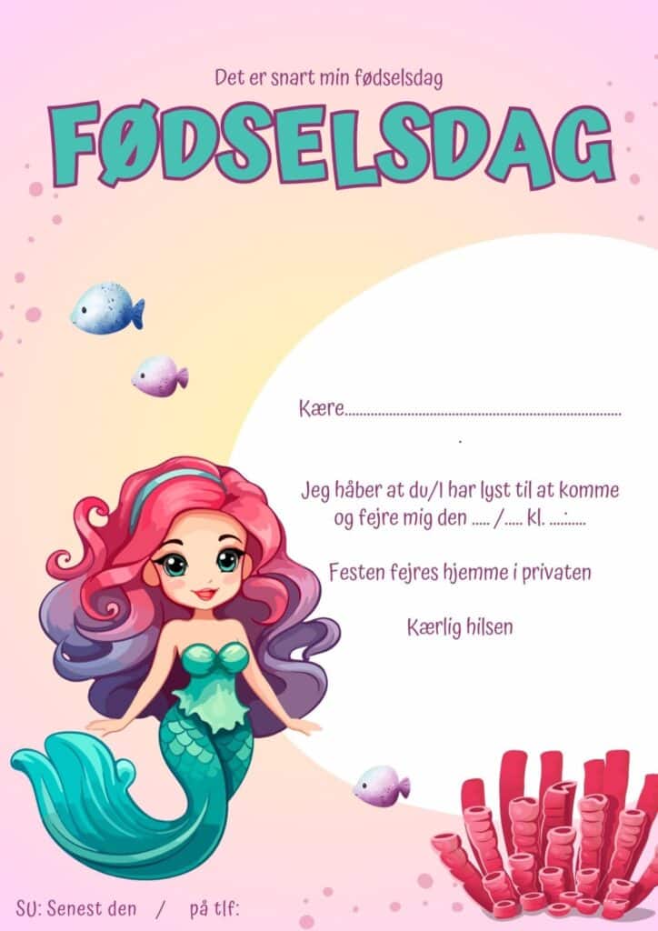 invitation foedselsdag havfrue 1