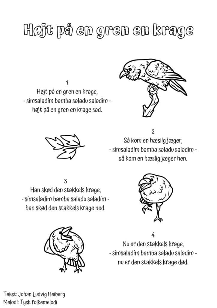 sangtekst hoejt paa en graen en krage