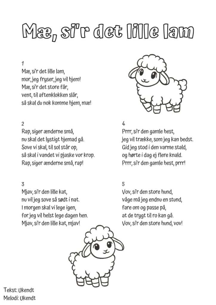 sangtekst mae sir det lille lam
