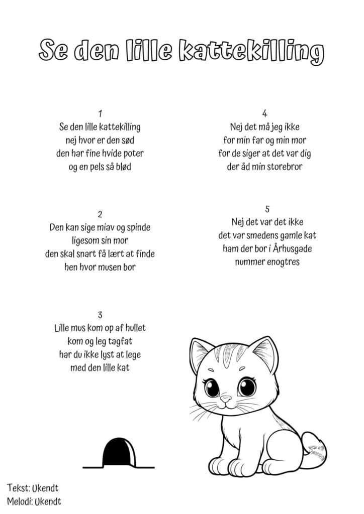 sangtekst se den lille kattekilling