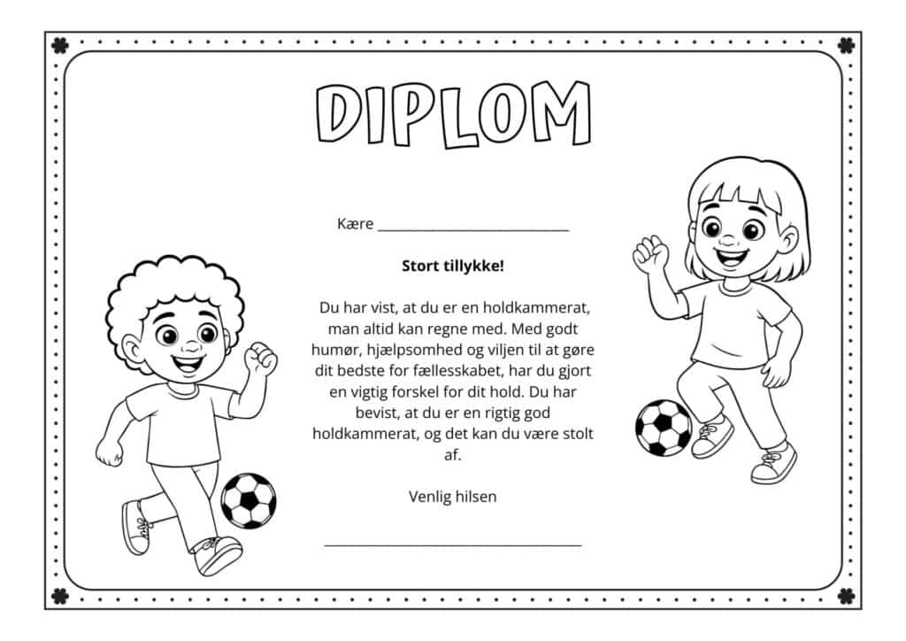 diplom god holdkammerat 3